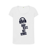 White \"Drop Beats Not Bombs\" Women's Scoop Neck T-Shirt