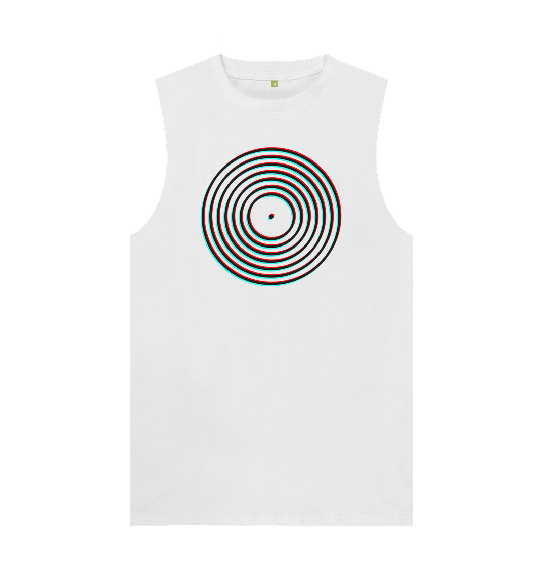 White Vinyl Record Outline Mens Vest