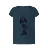Denim Blue \"Drop Beats Not Bombs\" Women's Scoop Neck T-Shirt