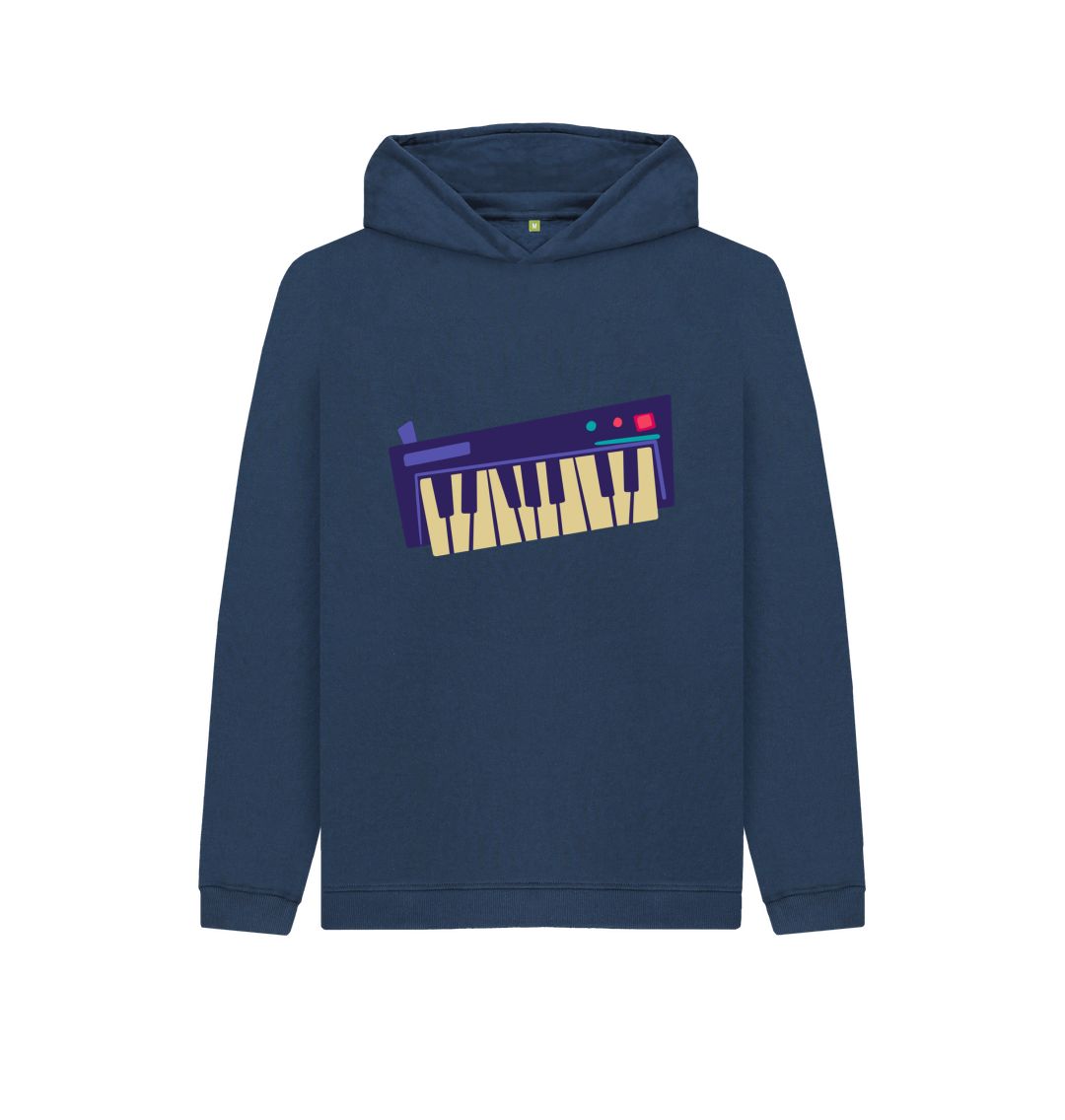 Navy Blue Kids Cartoon Keyboard Hoodie