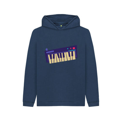 Navy Blue Kids Cartoon Keyboard Hoodie