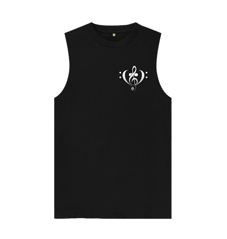 Black Combined Clef Heart Symbol Graphic Mens Vest