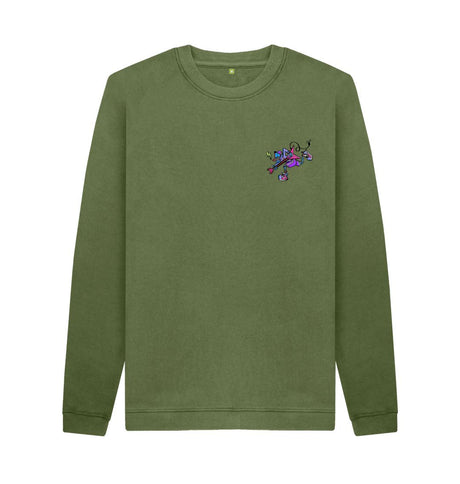 Khaki Mens Cartoon Character Flying V Sweater