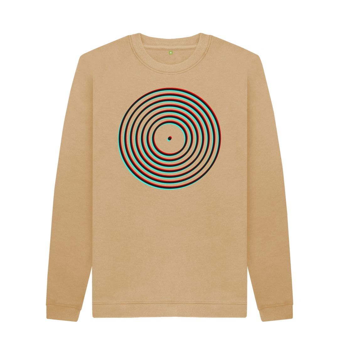 Sand Mens Vinyl Record Outline Sweatshirt