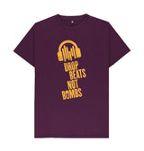 Purple Drop Beats Not Bombs Sound Shirts Yellow Logo T-Shirt
