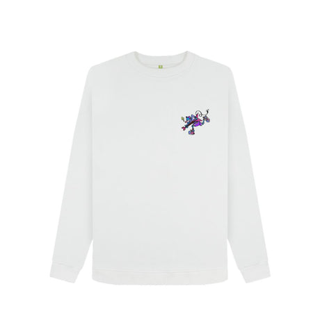 White Womens Cartoon Character Flying V Sweater
