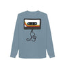 Stone Blue Womens Unwound Cassette Graphic Sweatshirt