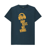Denim Blue Drop Beats Not Bombs Sound Shirts Yellow Logo T-Shirt