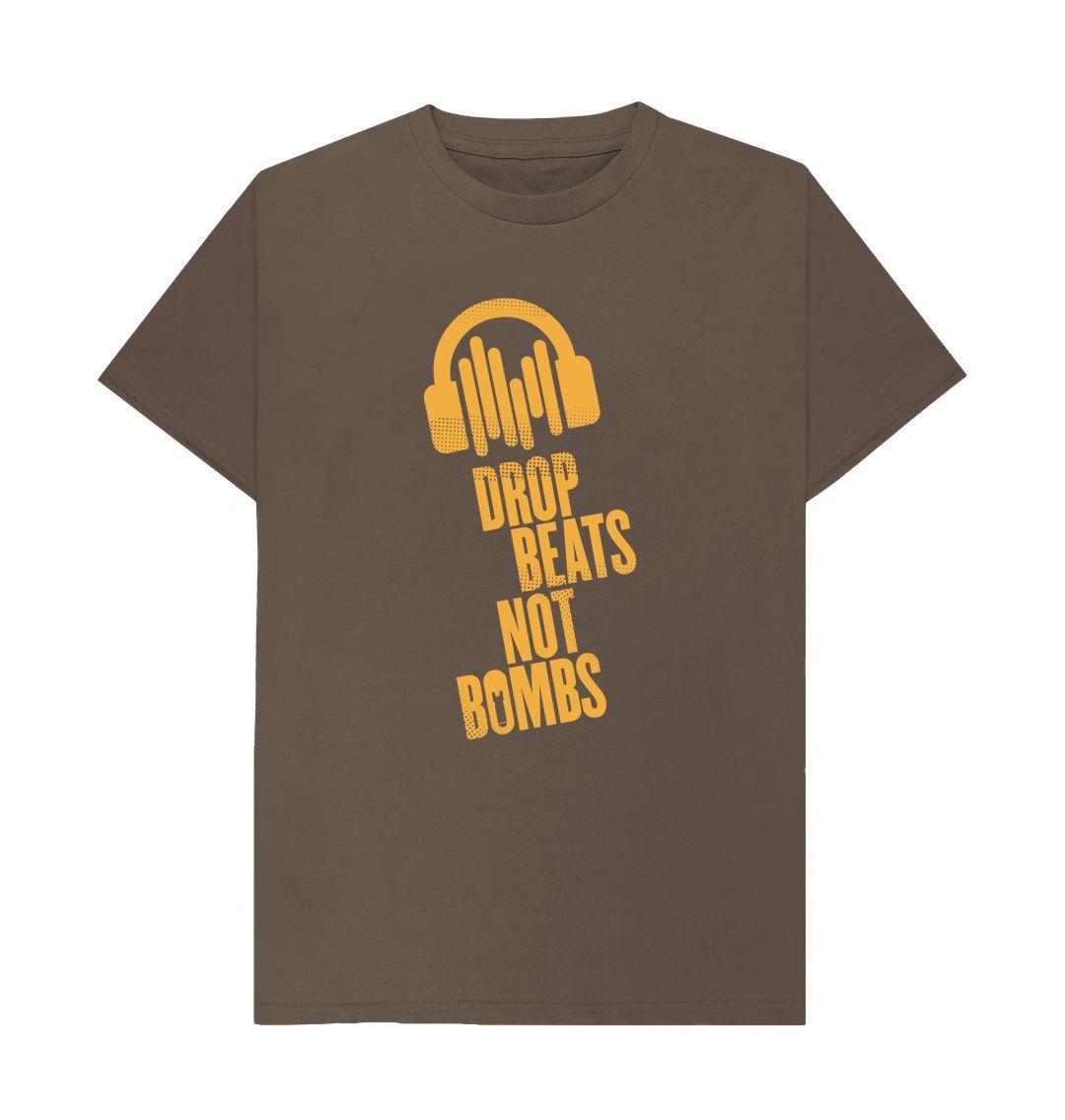Chocolate Drop Beats Not Bombs Sound Shirts Yellow Logo T-Shirt