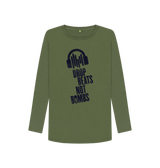 Khaki \"Drop Beats Not Bombs\" Women's Long Sleeve T-Shirt