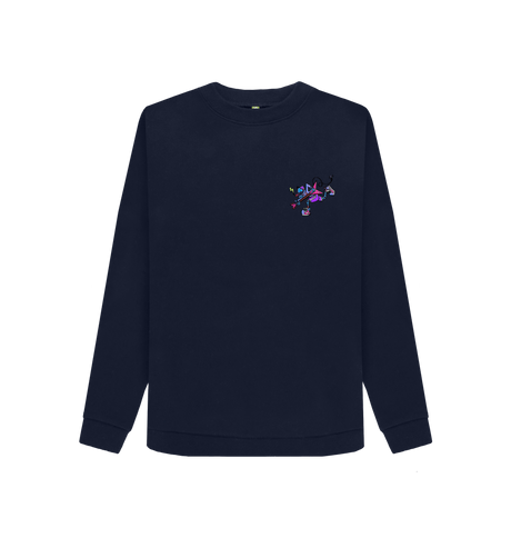 Navy Blue Printed Sweater Front