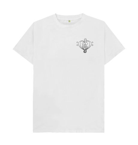 White Combined Clef Heart Symbol Graphic Mens T-Shirt