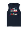 Navy Blue Cassette Mix Tape Mens Vest