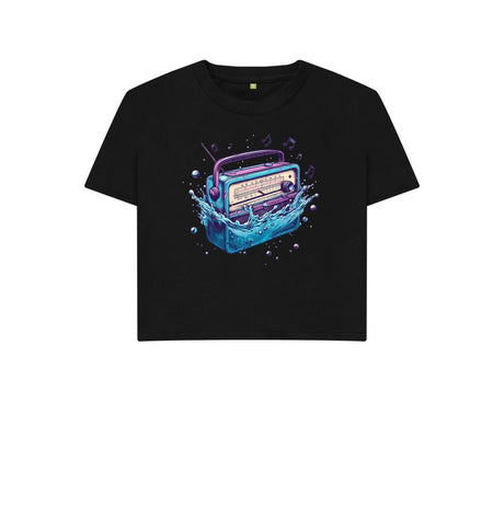 Black Women's Sync Or Swim Boxy Fit T-Shirt