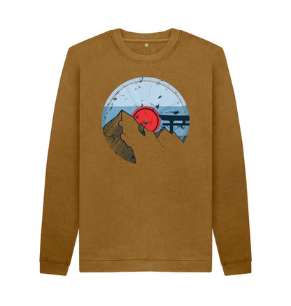 Brown Mens Vinyl Record Mountain Sweatshirt