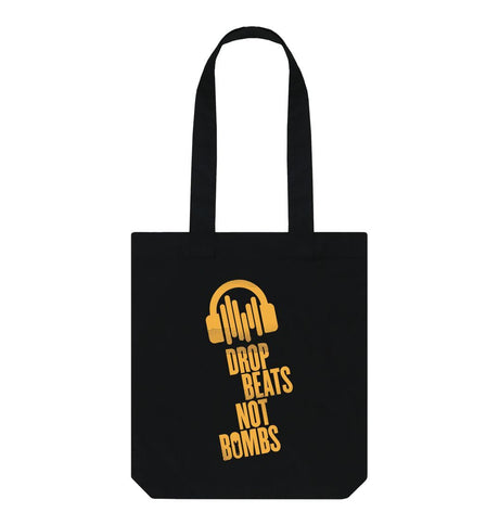 Black Drop Beats Not Bombs Sound Shirts Yellow Logo Shopper Bag