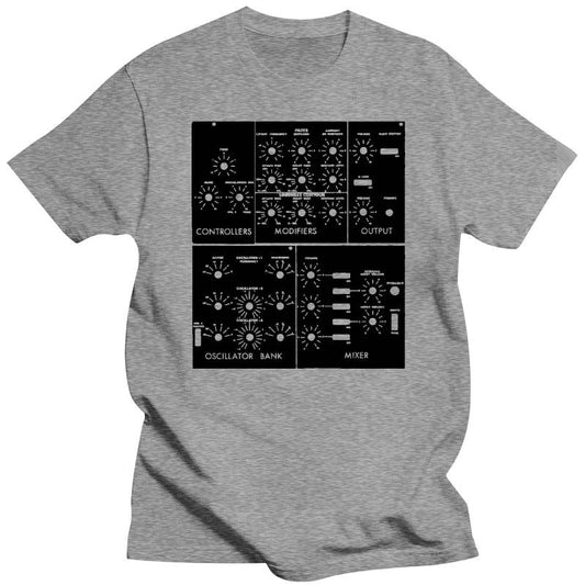Analog Synth Black Front Panel T-Shirt Synth - Sound Shirts