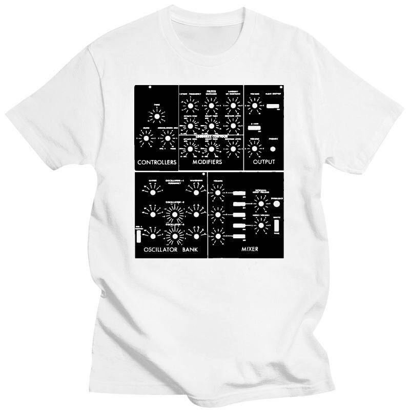 Analog Synth Black Front Panel T-Shirt Synth - Sound Shirts