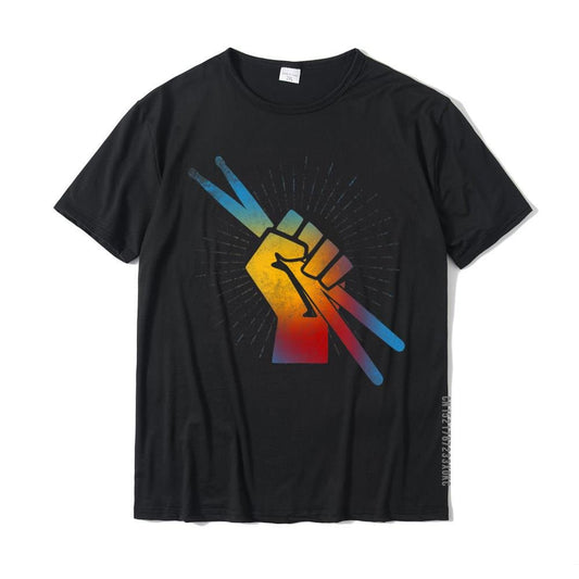 Drummer Rainbow Clenched Drumsticks T-Shirt Drums - Sound Shirts