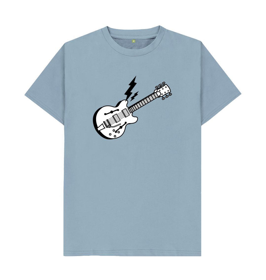 Hollow Body Guitar Lightning Print T-Shirt Guitar - Sound Shirts