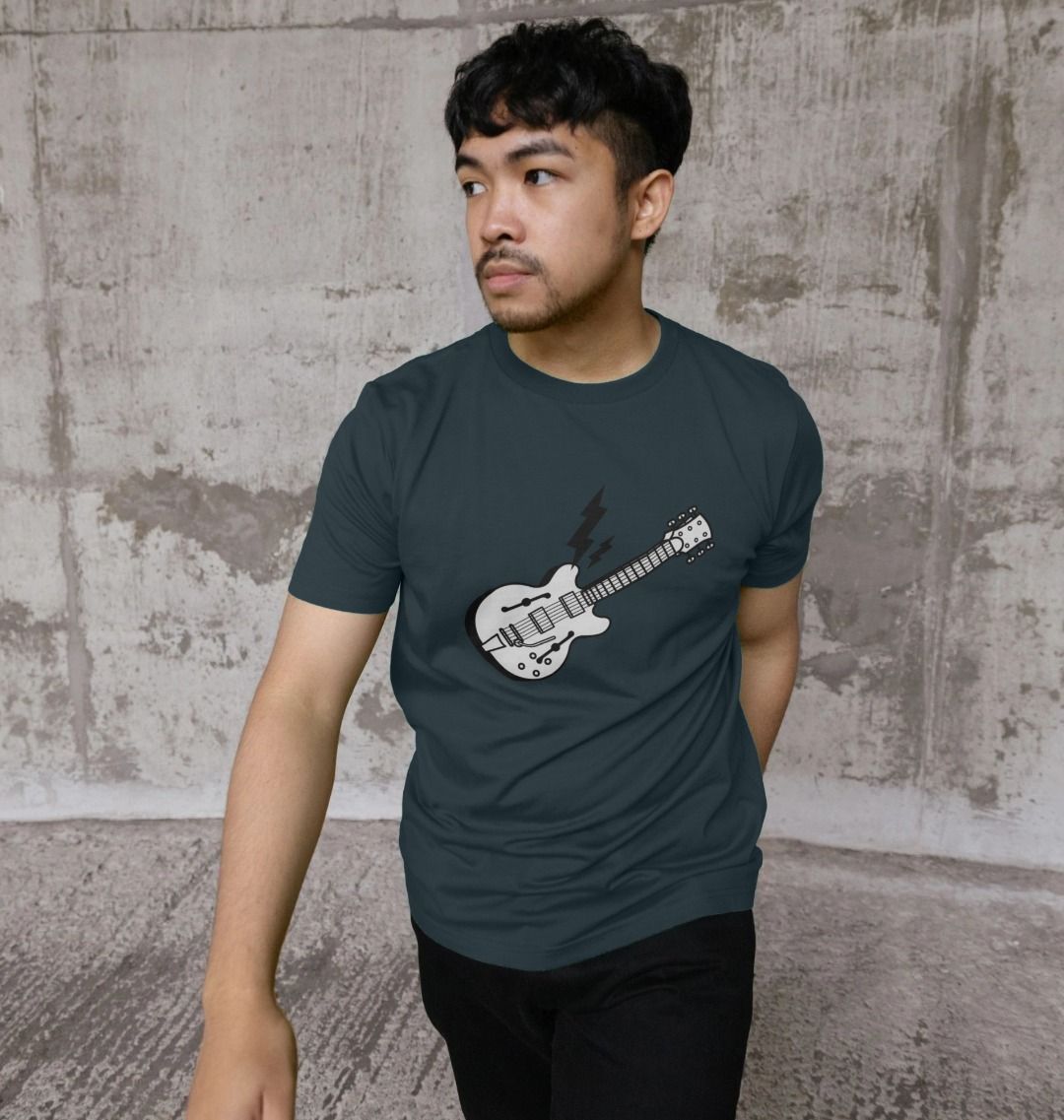 Hollow Body Guitar Lightning Print T-Shirt Guitar - Sound Shirts