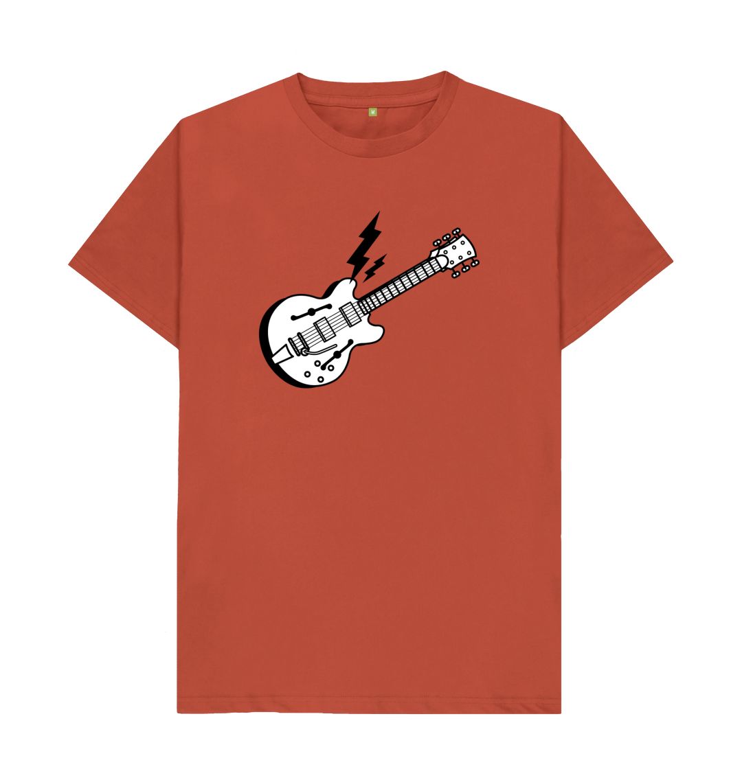 Hollow Body Guitar Lightning Print T-Shirt Guitar - Sound Shirts