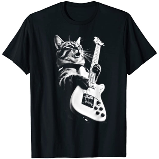 Rock Cat Playing Guitar T-Shirt Guitar - Sound Shirts