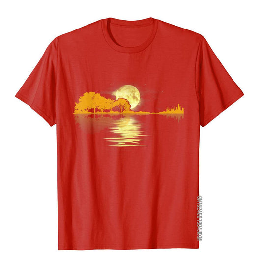 Sunset Graphic Guitar Lake T-Shirt Guitar - Sound Shirts