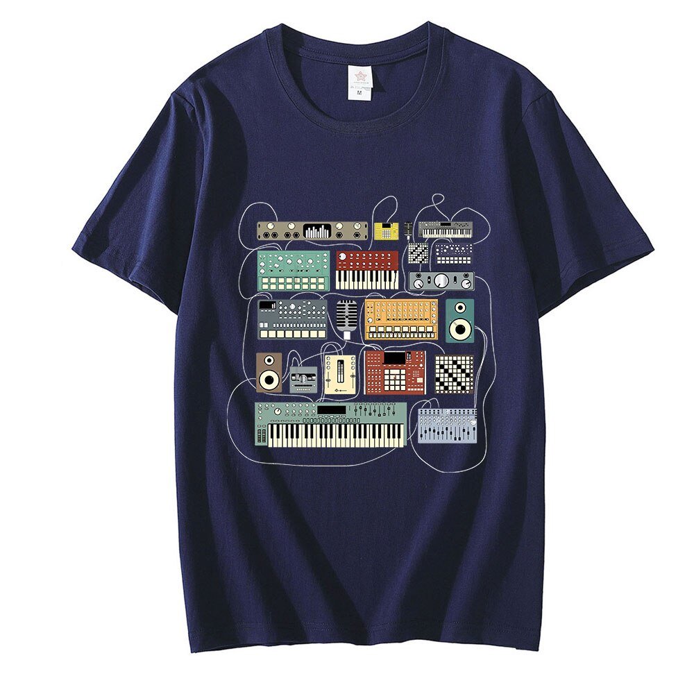 Wired Recording Studio Graphics T-Shirt Synth - Sound Shirts