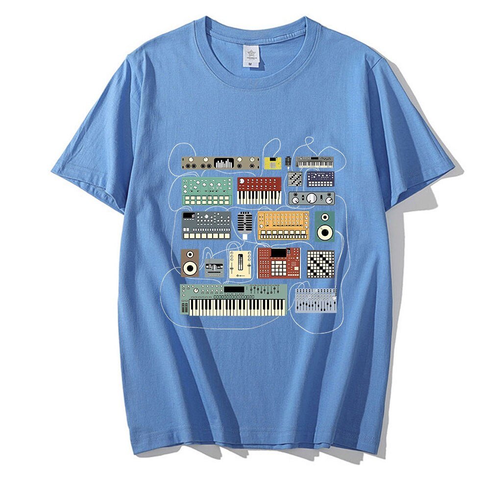 Wired Recording Studio Graphics T-Shirt Synth - Sound Shirts