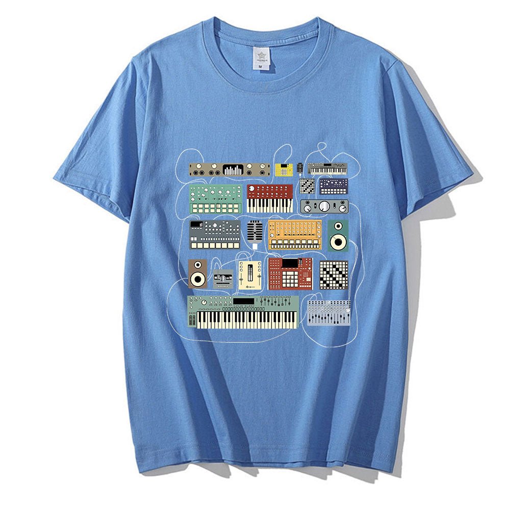 Wired Recording Studio Graphics T-Shirt Synth - Sound Shirts